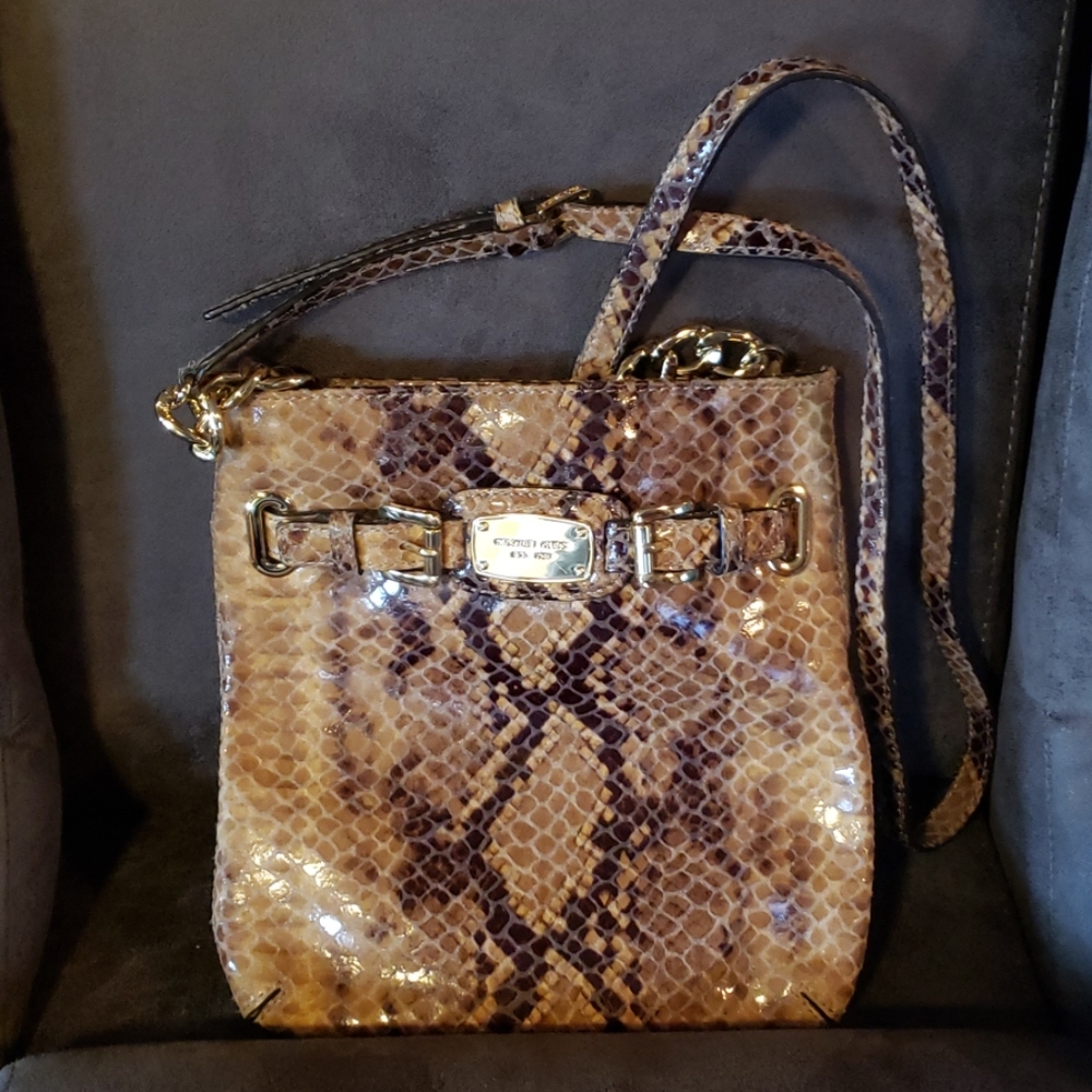 Michael Kors snakeskin large cross body bag